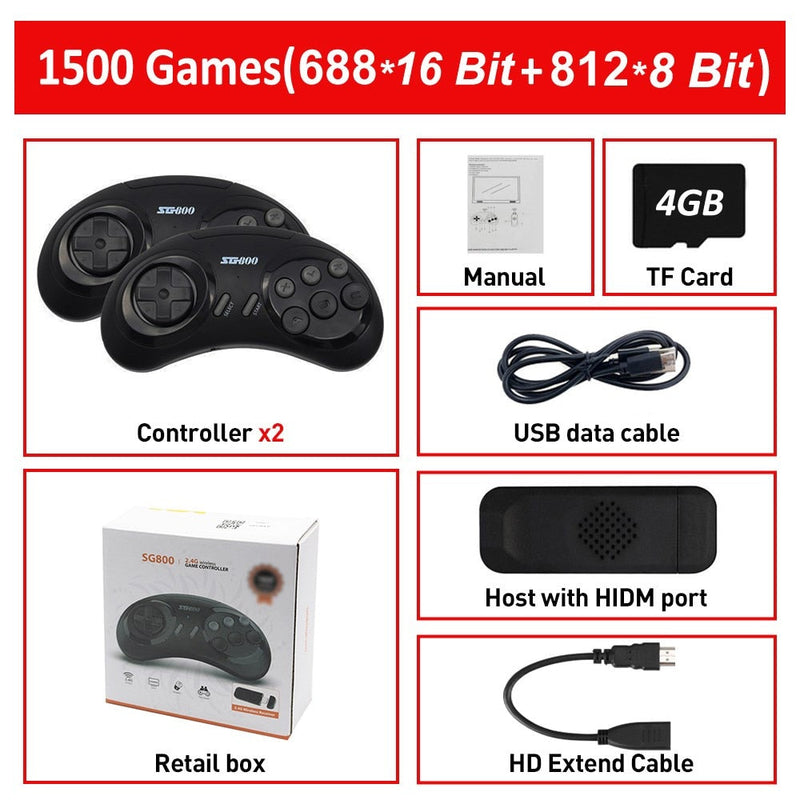 Video Game Console für SEGA Genesis FC mit über 4600 vorinstallierten Spielen, HDMI-kompatibel, 4K TV Game Stick und kabellosem Controller.